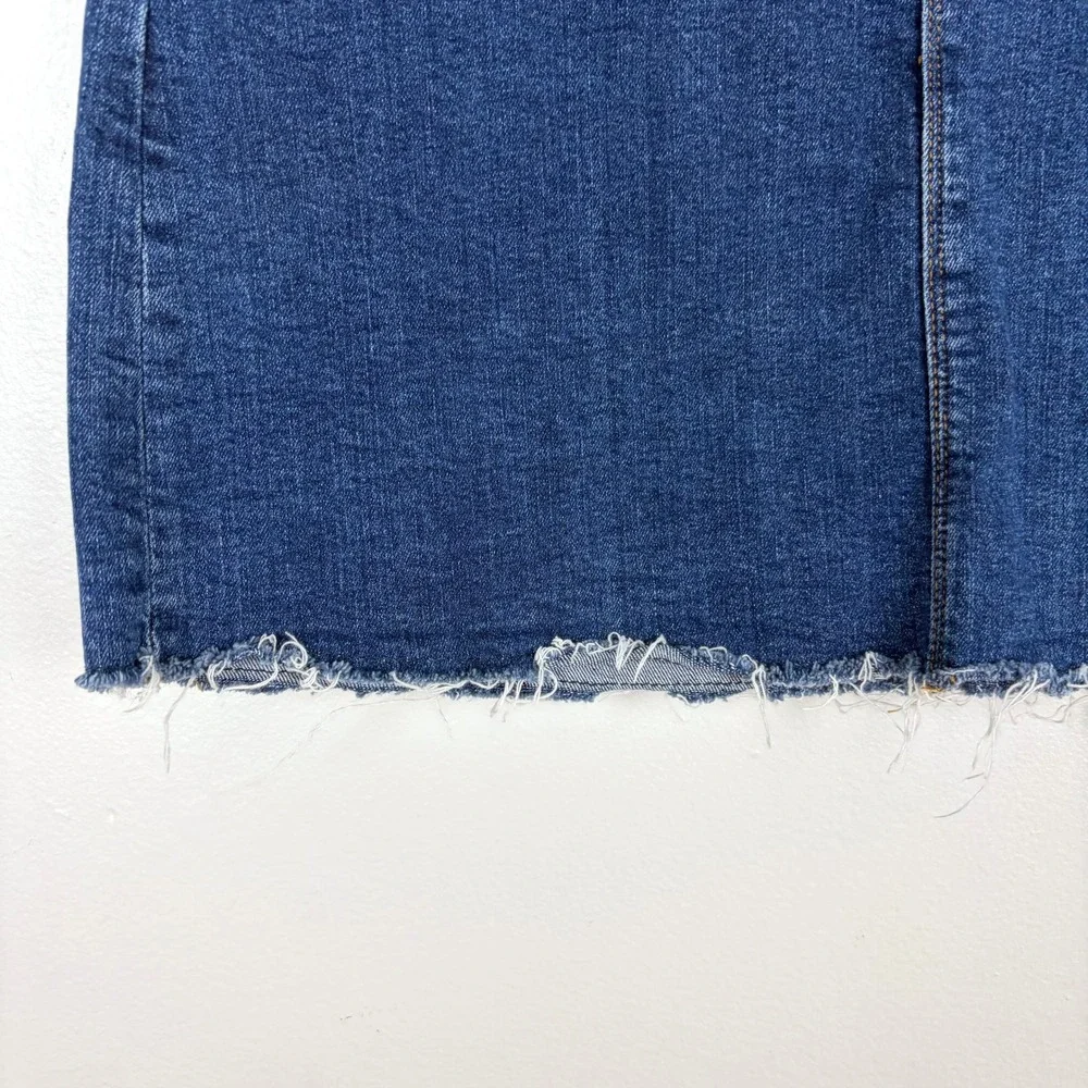 J.Crew Mercantile Denim Mini Skirt Raw Hem Blue Jean Casual Boho Size 4